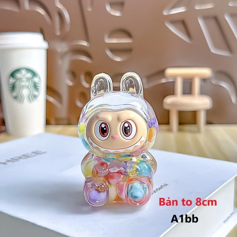 Labubu nước Khổng lồ SIZE TO 8cm mở mắt 3D dạ quang 10 màu đồ chơi mô hình nhân vật DIY trang trí decor phát sáng B208