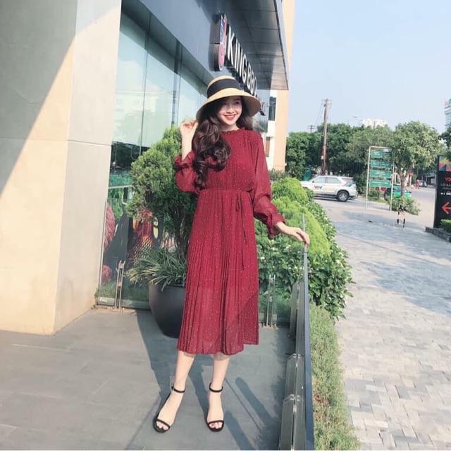 Váy bầu suông xếp li chất voan 40-68kg