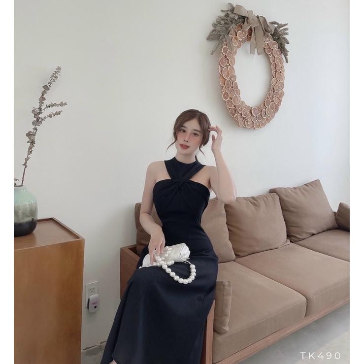 Đầm Xoắn Ngực Cổ Yếm TK490