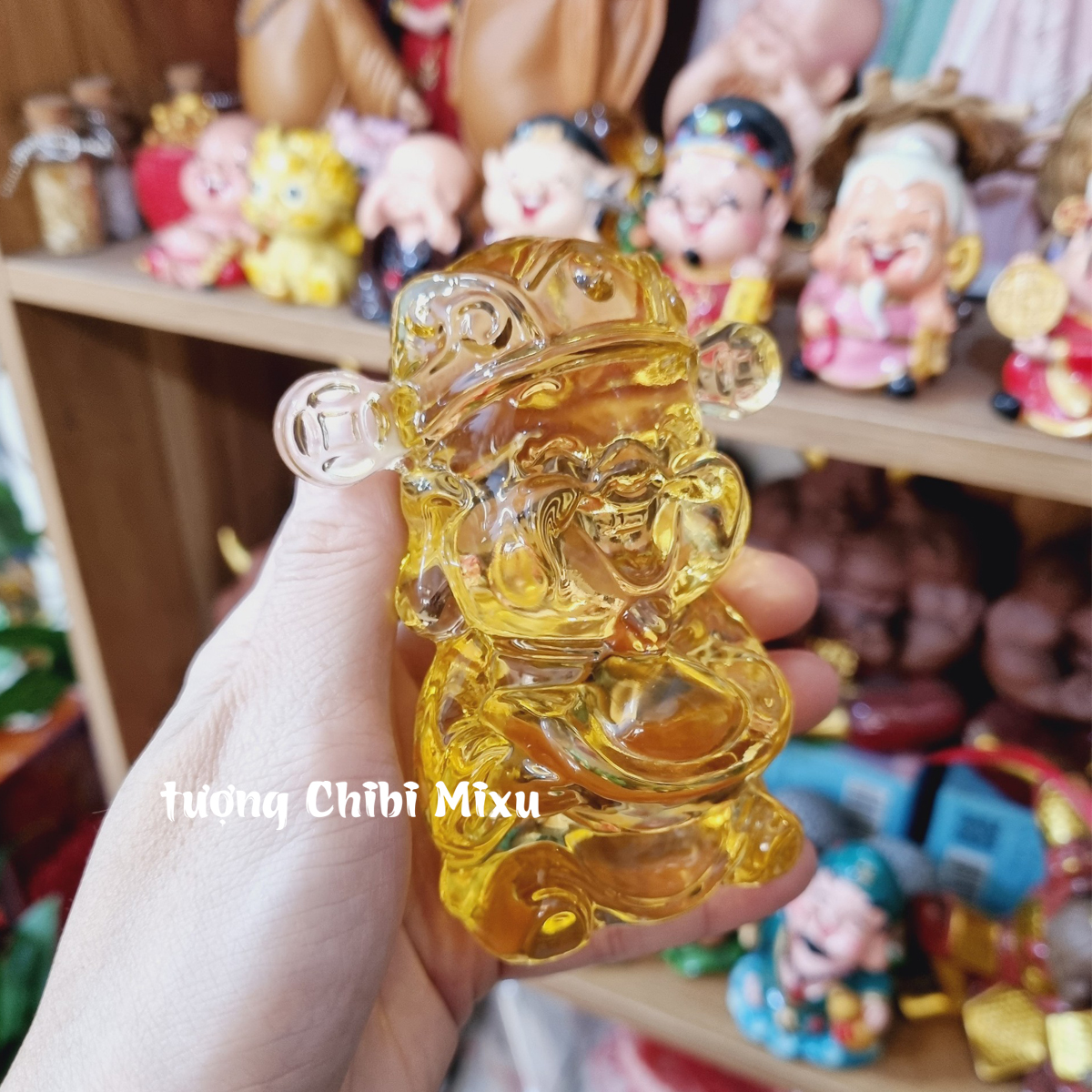 Tượng Thần Tài lưu ly may mắn 10cm