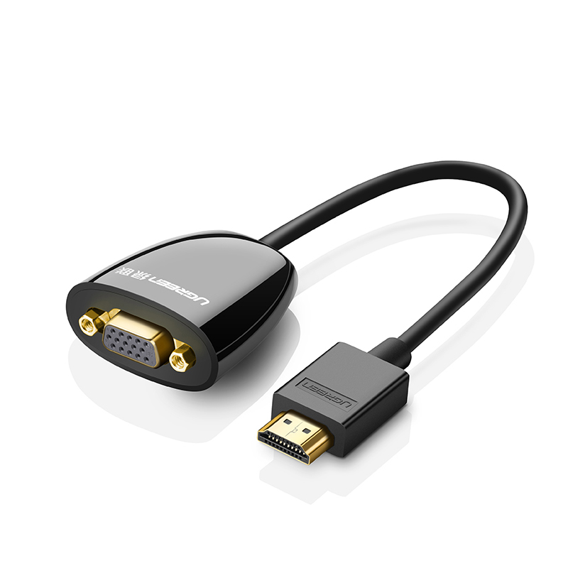 Bộ Chuyển Đổi Ugreen HDMI Sang VGA Audio Cáp Tròn Có Nguồn Phụ 40253 - Hàng Chính Hãng