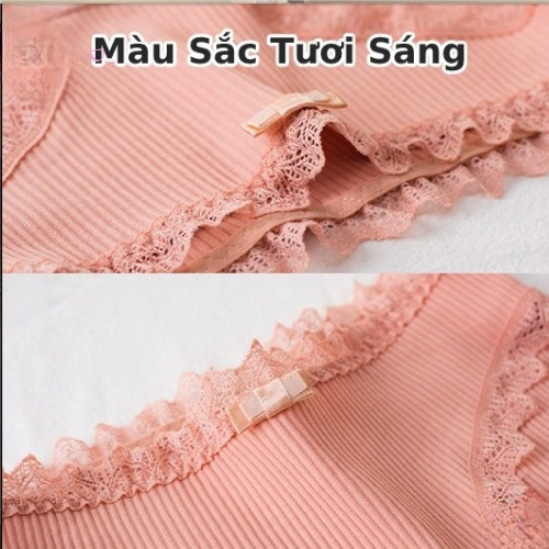 Quần Lót Cotton Sợi Tăm Tre Viền Ren Đính Nơ Thông Hơi Xuất Nhật Sexy Quyễn Rũ