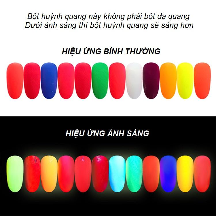 Set 12 Bột Đắp Móng Huỳnh Quang Phát Sáng Neon