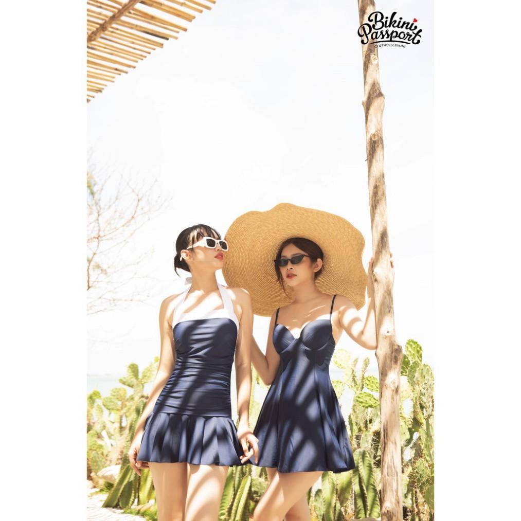 BIKINI PASSPORT - Đồ bơi áo tắm Một mảnh váy bèo ngắn, kiểu ngang - Xanh navy