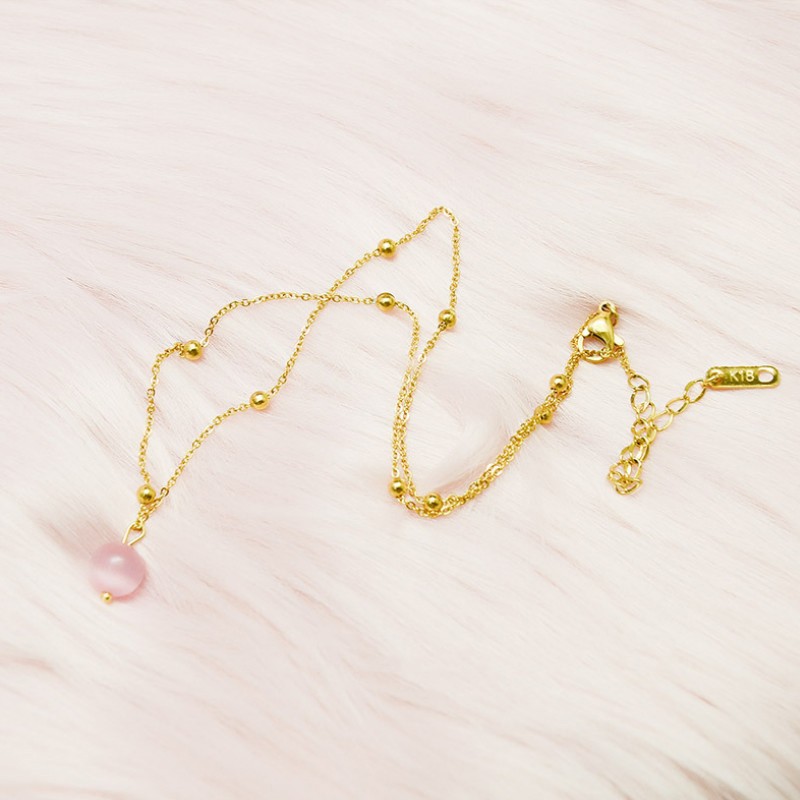 Dây Chuyền Mặt Trái Châu Pha Lê Hồng Titan Ko Đen TT 3495