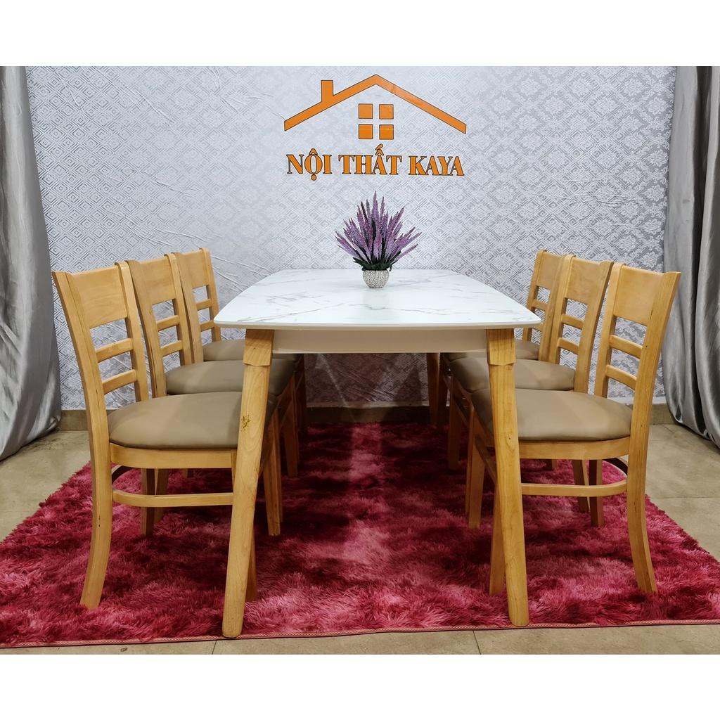 Bộ bàn 6 ghế Mostar 1m6, Mặt bàn với nguyên liệu gỗ HDF lõi xanh chống ẩm chống trầy nhập trực tiếp từ Malaysia Sơn Giả Đá màu Nâu bằng công nghệ Hàn Quốc