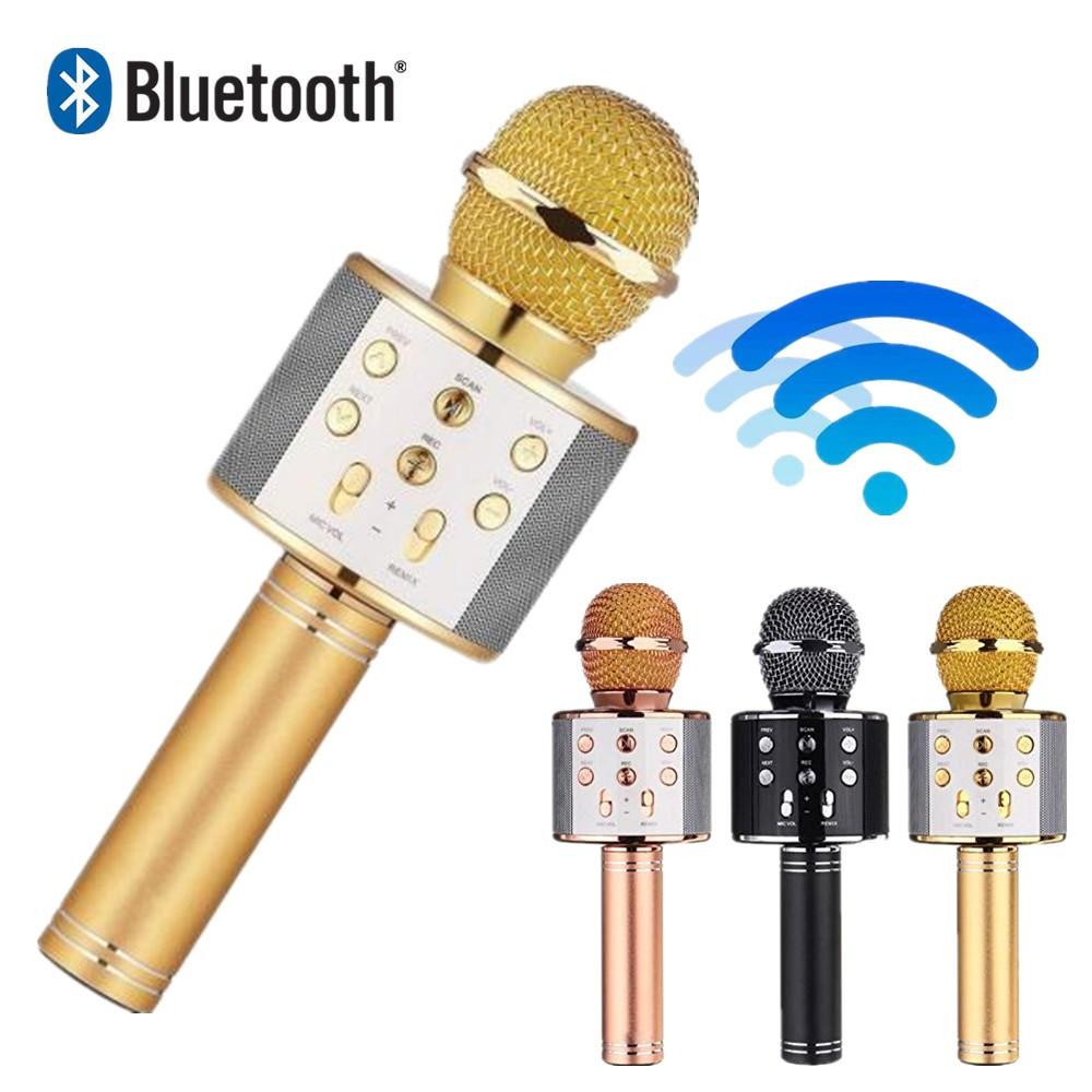 Micro Karaoke Kiêm Loa Bluetooth WS858 Có Cổng Out Âm Thanh Ra Loa Lớn