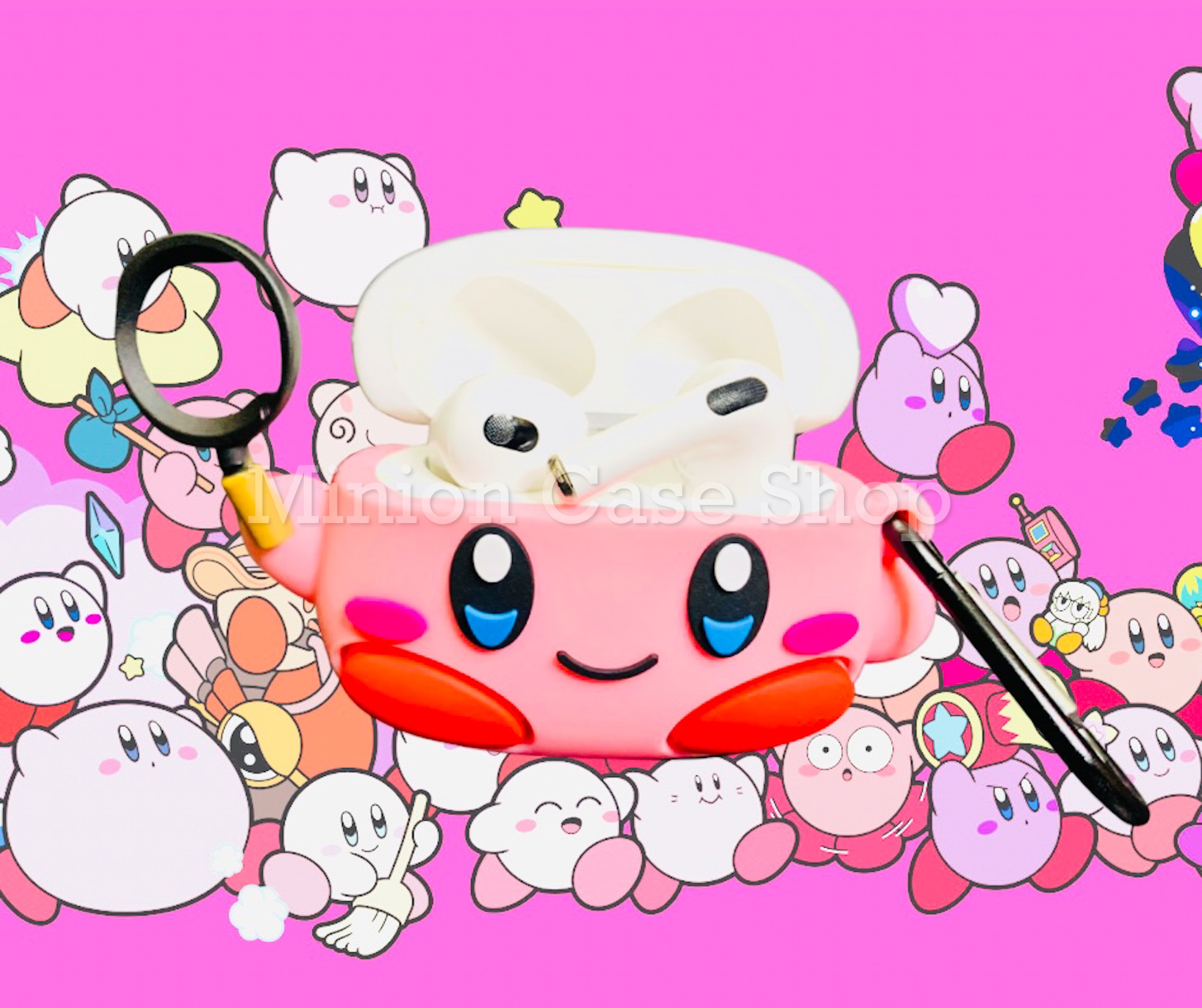 Bao Case Ốp dành cho Airpod 3 Kirby hồng siêu cool silicon 3d cao cấp