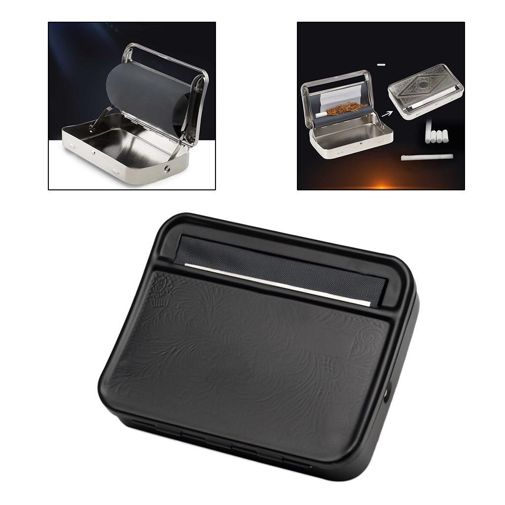 2X Metal Manual Tobacco Roller Box Machine Cigarettes Accs Black 78mm