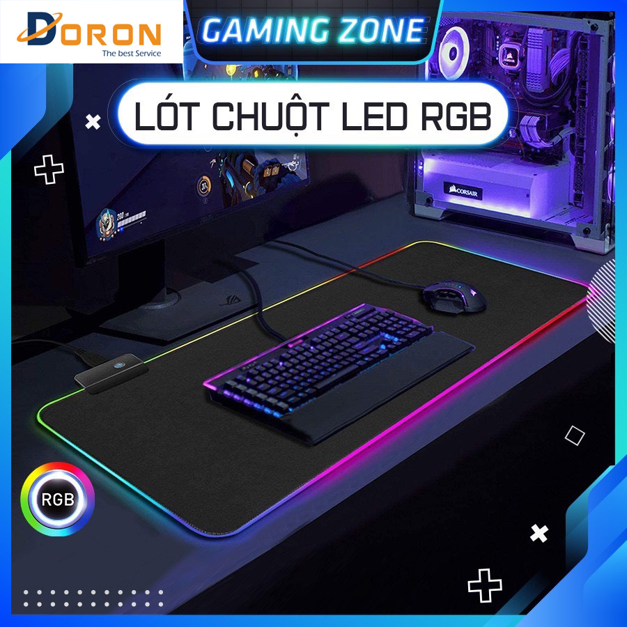 Lót Chuột Gaming, Pad Chuột Led RGB Cỡ Lớn 30x80cm- Doron MS79 -  Điều Chỉnh Đa Màu Sắc - Hàng Chính Hãng