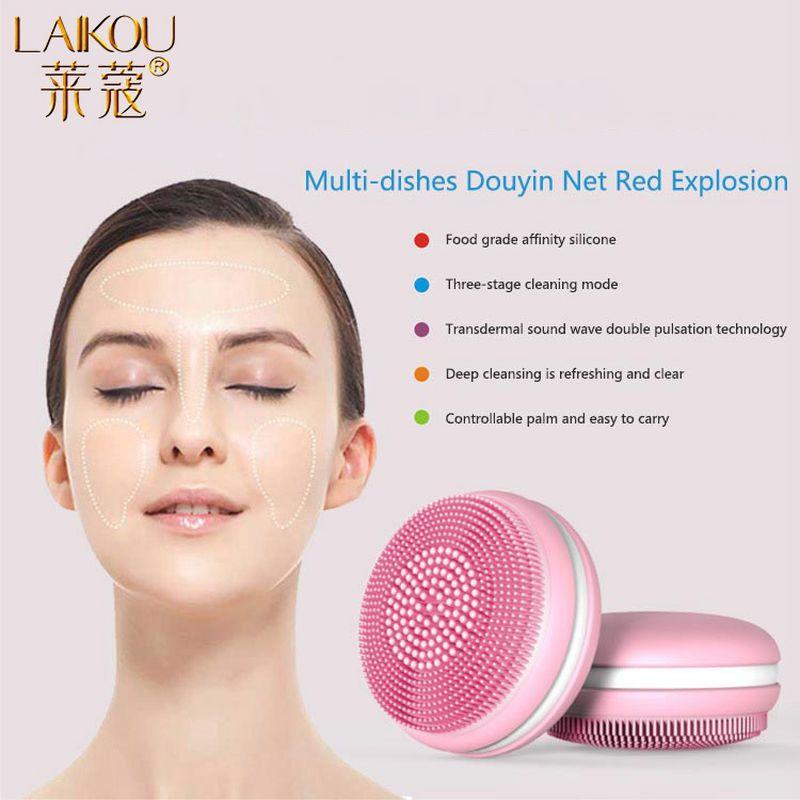 LAIKOU Điện Mini Mặt Bàn Chải Bụi Silicone Chống Thấm Nước Siêu Âm Nhạc Cụ Chăm Sóc Da Mặt Mát-xa Chăm Sóc Sắc Đẹp Dụng Cụ