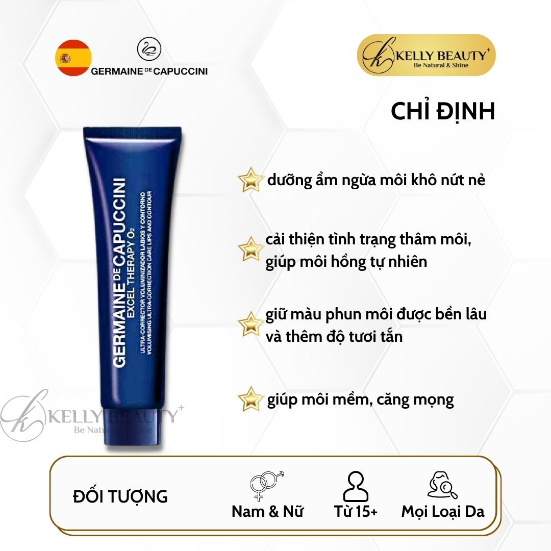 Son Dưỡng Hồng Môi Germaine ET O2 Correction Care Lips Contour - Đào Thải Chì, Dưỡng Ẩm; Giữ Màu Phun Xăm - Kelly Beauty