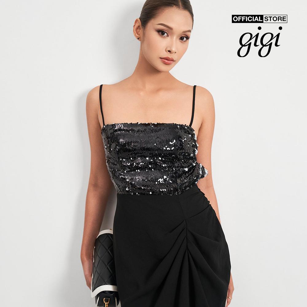 GIGI - Đầm maxi hai dây xếp nếp phối xẻ tà quyến rũ G2105D221189