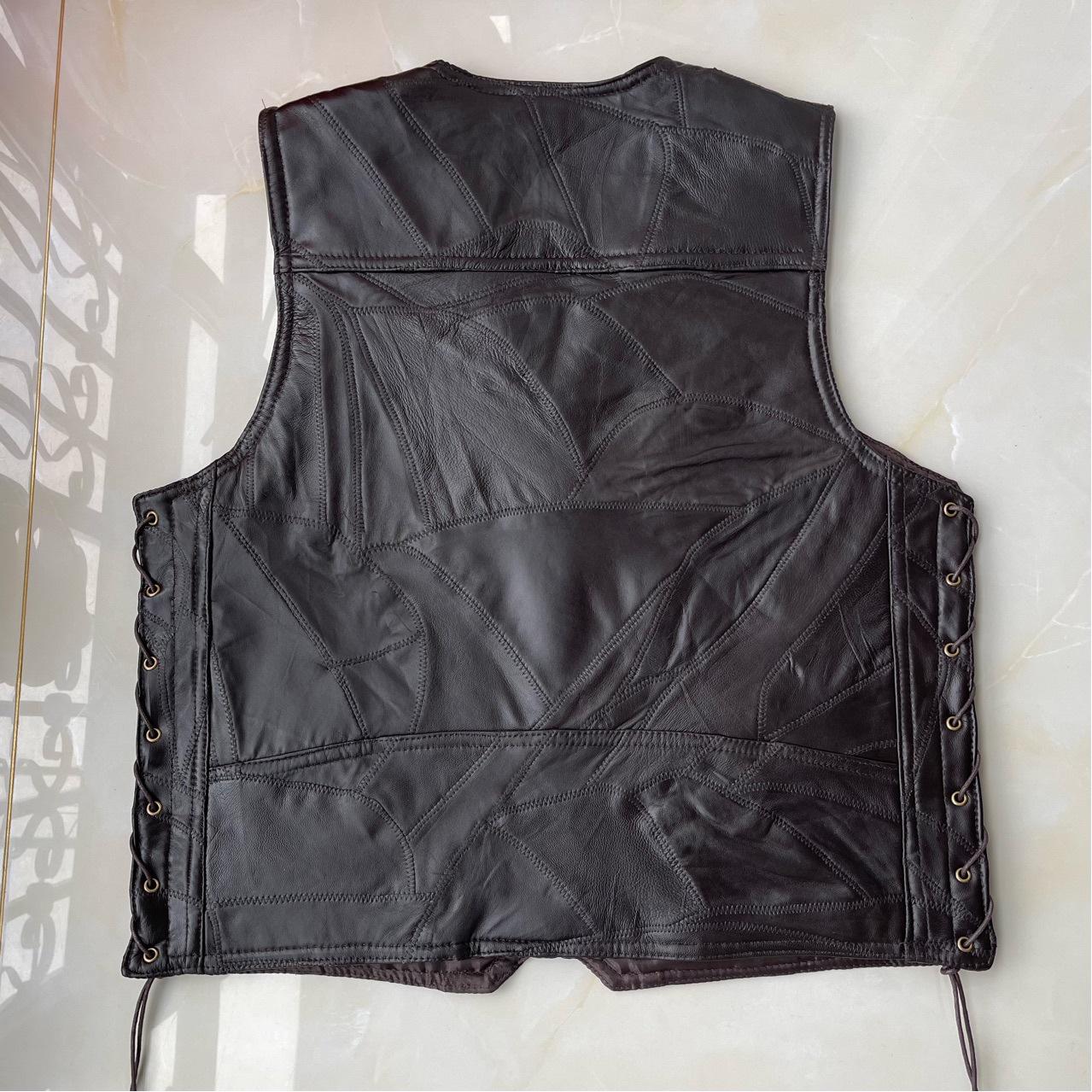 Tốt Nhất Xe Máy Harley Áo Vest Da Nam Áo Khoác Vai Da Thật Cưỡi Áo Vest Nâu Mẫu Da Cừu Nguyên Chất Đường Khâu
