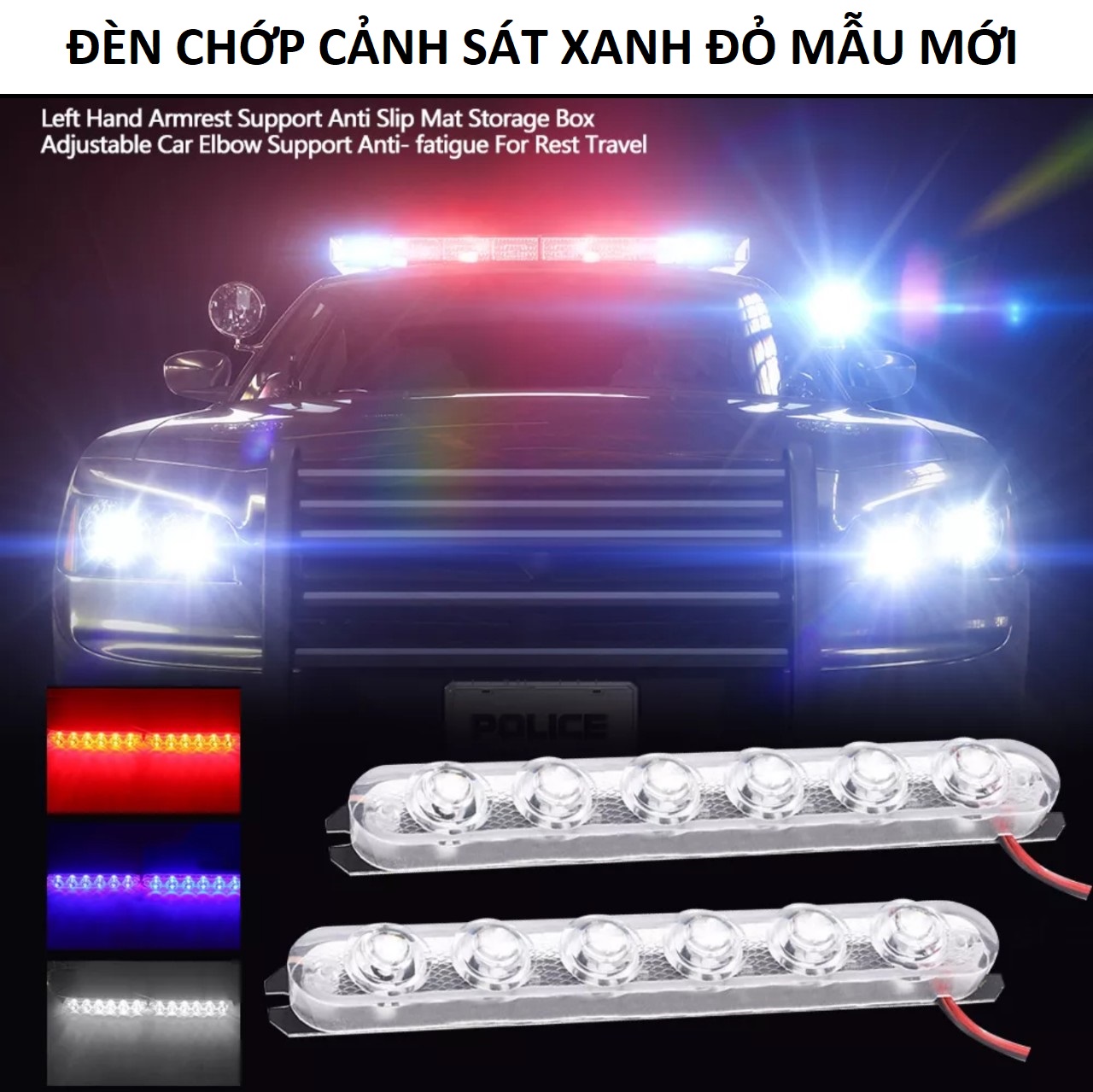 Bộ đèn chớp nháy xanh đỏ 12 led mẫu mới ánh sáng mạnh lắp xe máy ô tô 12v