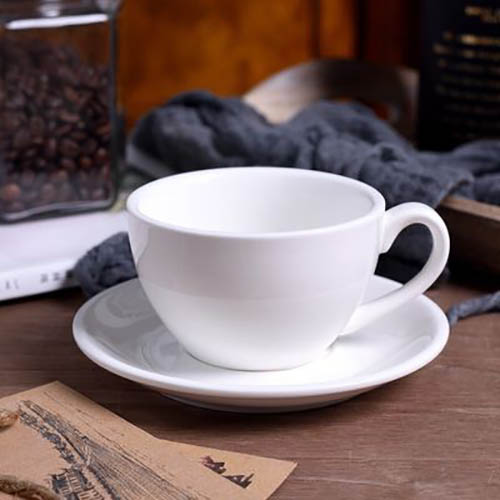 Tách cà phê Capuchino dáng lùn men gốm Không Gian Gốm Bát Tràng cao cấp kèm đĩa 220ml nhiều màu