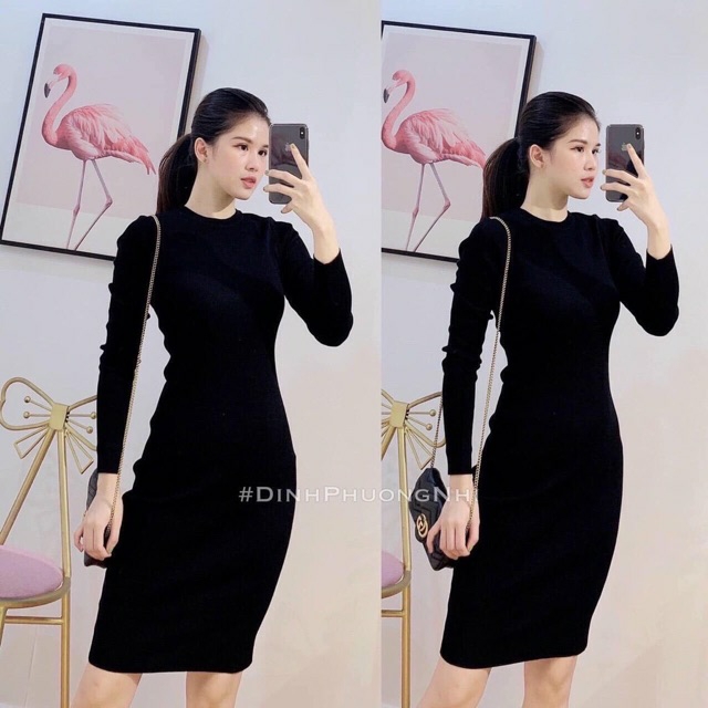 Nơi Sỉ đầm Body đỏ Cổ Nơ Tay Dài  ANNSHOPVN