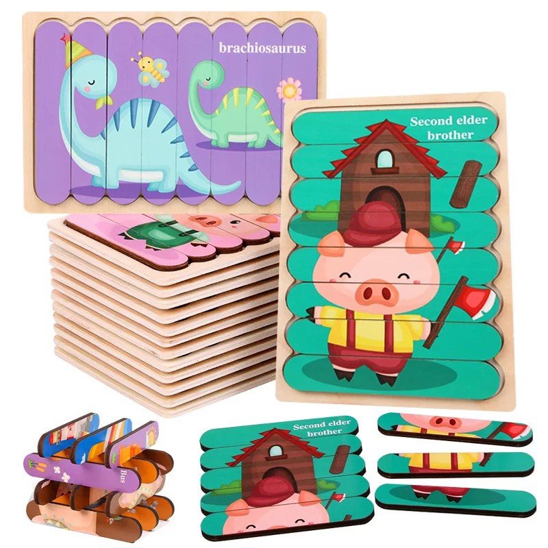 Đồ Chơi Ghép Hình Puzzle 2 Mặt Giúp Bé Phát Triển Tư Duy Logic (1 Tranh Họa Tiết Ngẫu Nhiên)