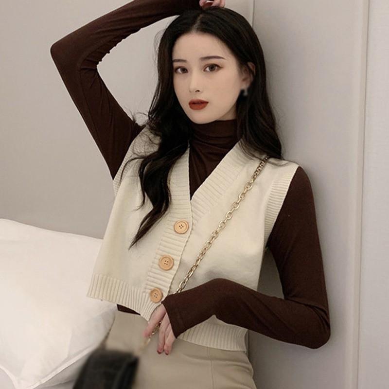 Áo dệt kim không tay cổ chữ V dành cho phái đẹp