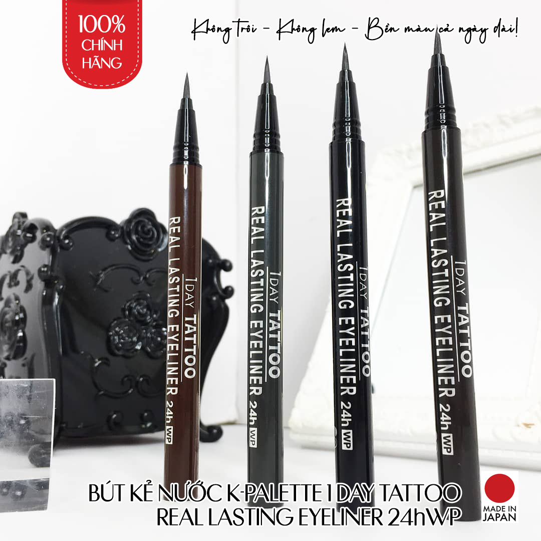 Bút Kẻ Viền Mắt Nhật Bản K-Palette Eyeliner 24h WP, Siêu Mảnh, Siêu Mịn, Sắc Nét, Nhanh Khô, Chống Nước, Không Lem, Bền Màu