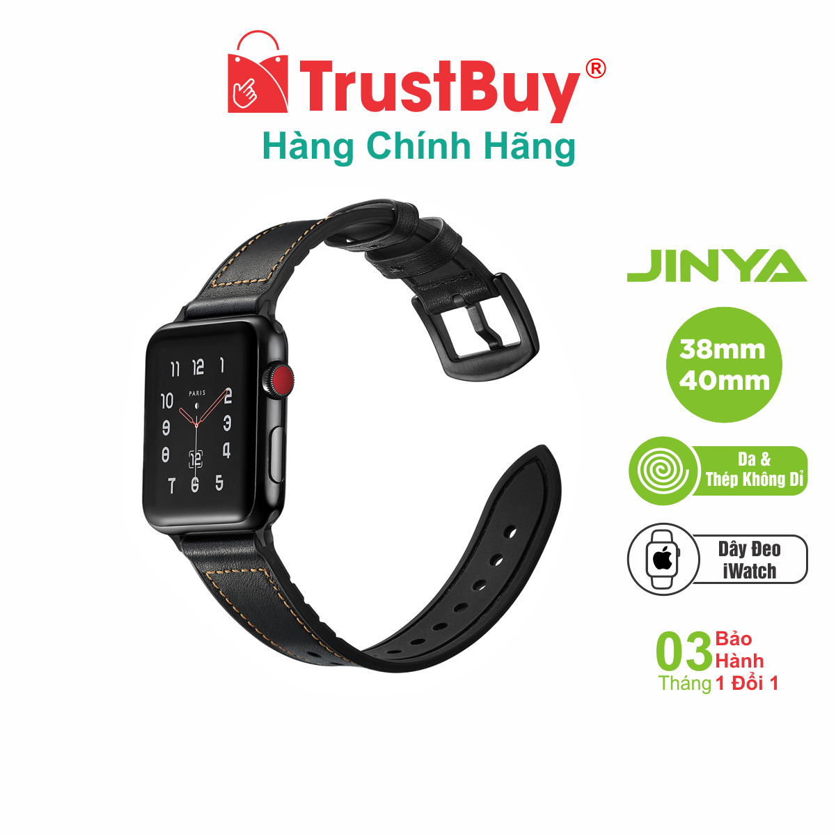 Dây Đeo Apple Watch 38mm và 40mm Cao Cấp JINYA HERO LEATHER - JA4042 - Hàng Chính Hãng