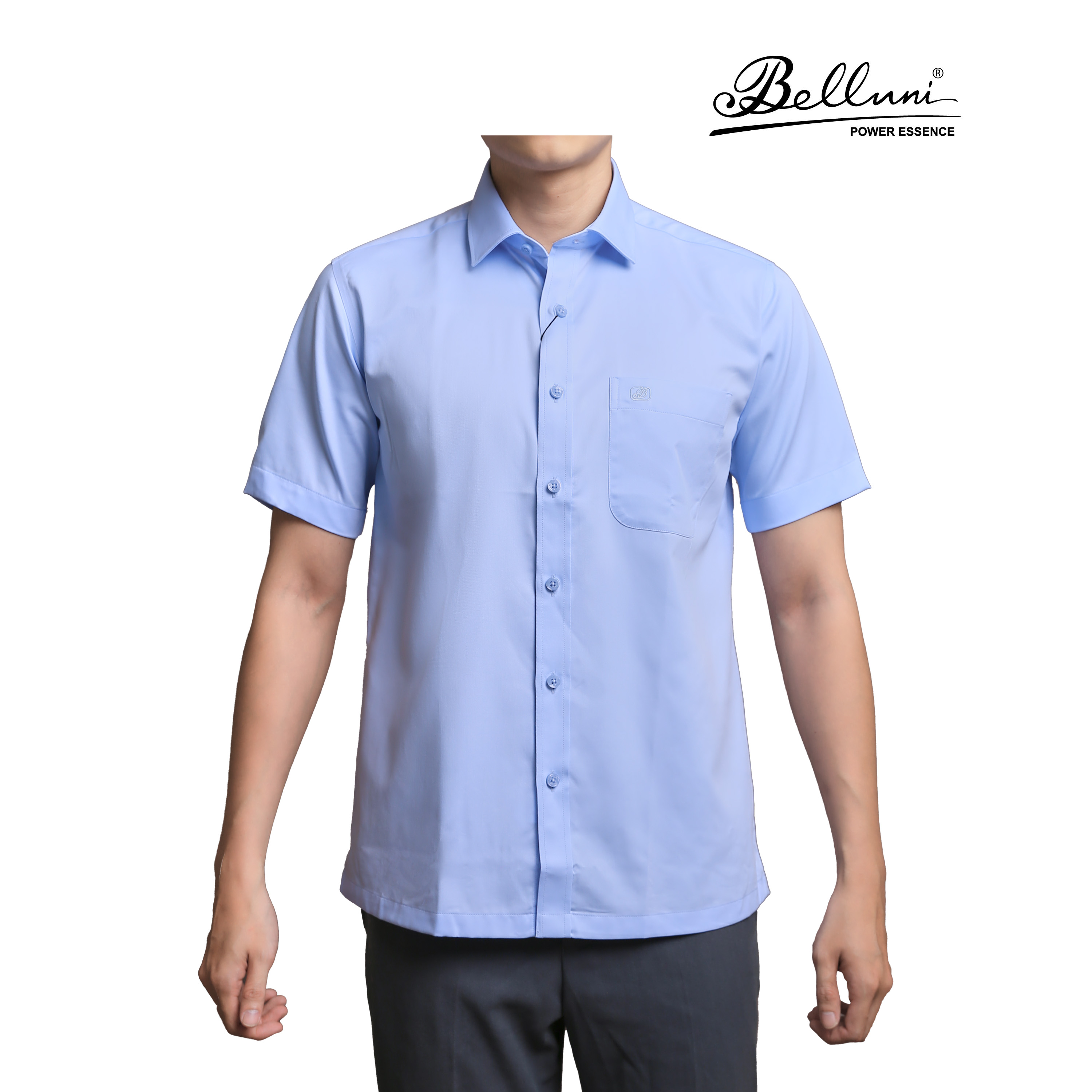 Áo sơ mi nam ngắn tay cao cấp BELLUNI chất vải tencel - ANL.PCMT.BE.6.B