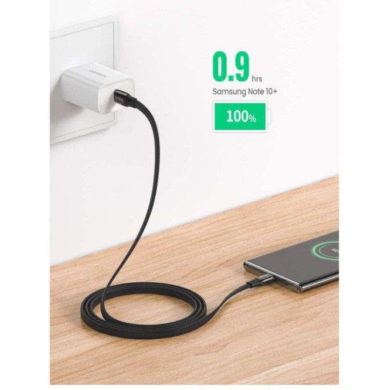 Ugreen UG10967US331TK 1M cáp usb 2 đầu type C mỏng dẹp 2.5mm màu đen dây bên dù chống gãy - HÀNG CHÍNH HÃNG