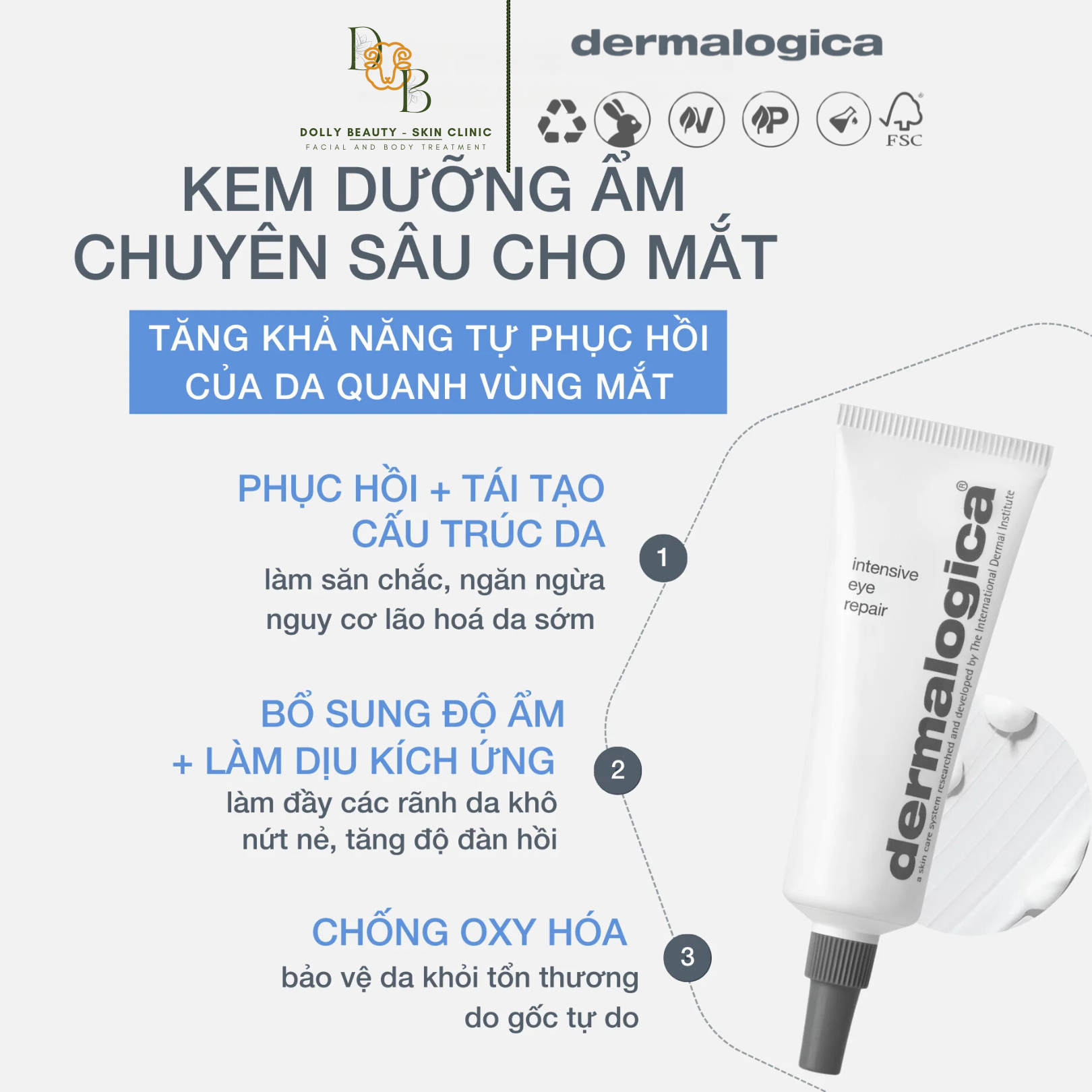 Kem dưỡng mắt xoá nhăn INTENSIVE EYE REPAIR của Dermalogica - Dolly Beauty