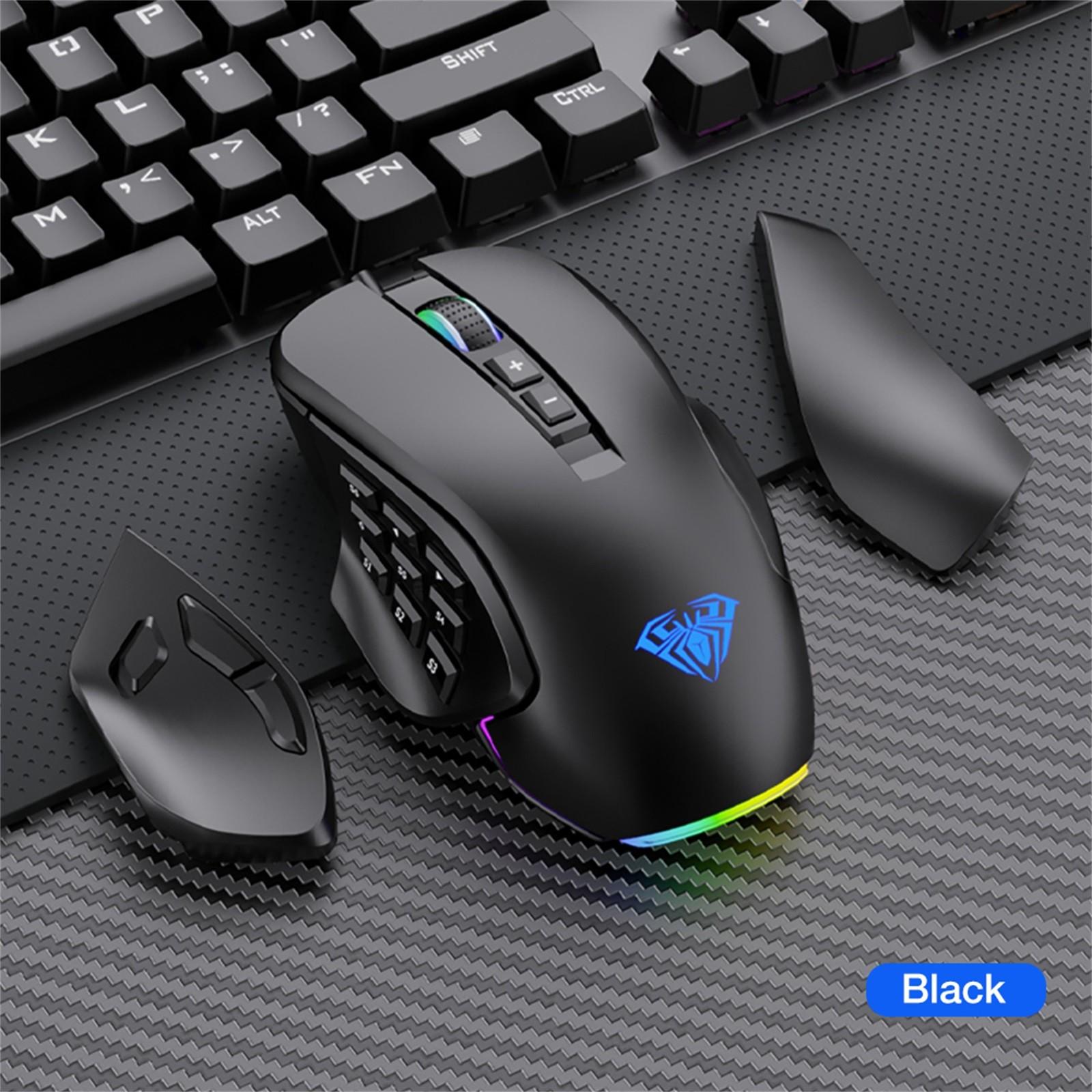 2021 RGB Chuột Chơi Game 10000 DPI Nút Bấm Bên Vĩ Mô Có Thể Lập Trình Công Thái 14 Có Dây Backlit Game Thủ Chuột Cho Laptop