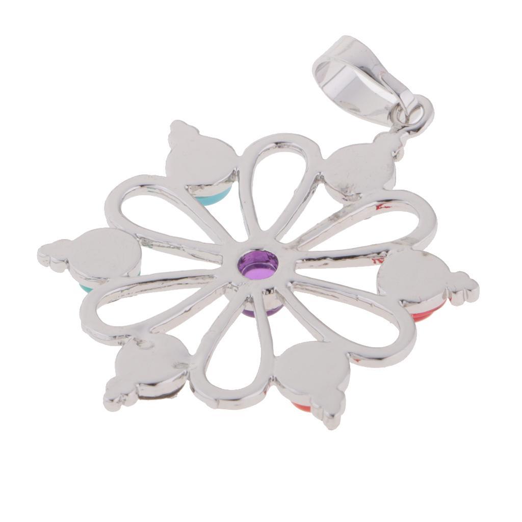 2-7pack Colorful Sun Flower Silver Pendant Reiki Hollow Necklace Peaceful