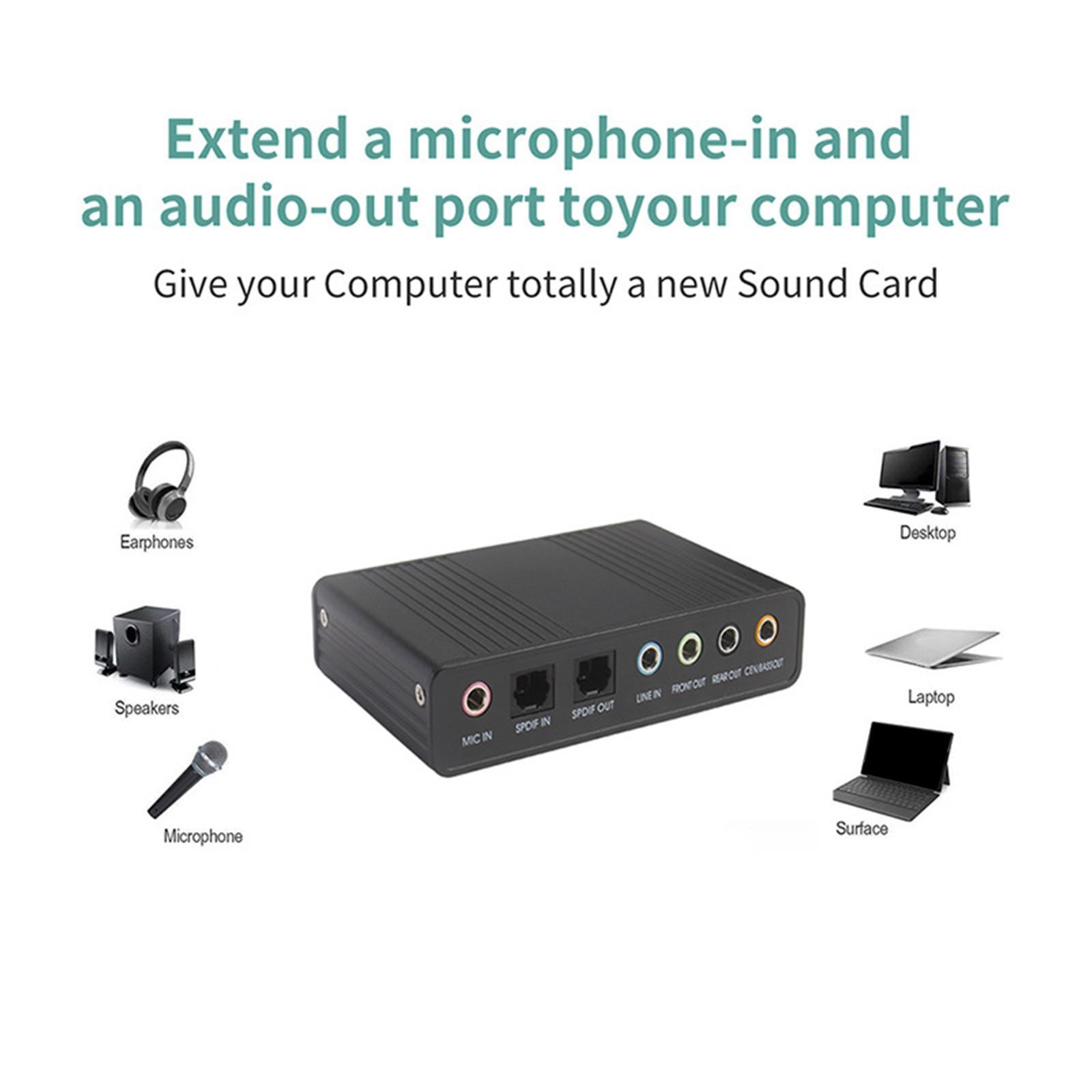 Sound Card Replacement Audio Sound Card Adapter Premium Durable for Laptop PC Desktops