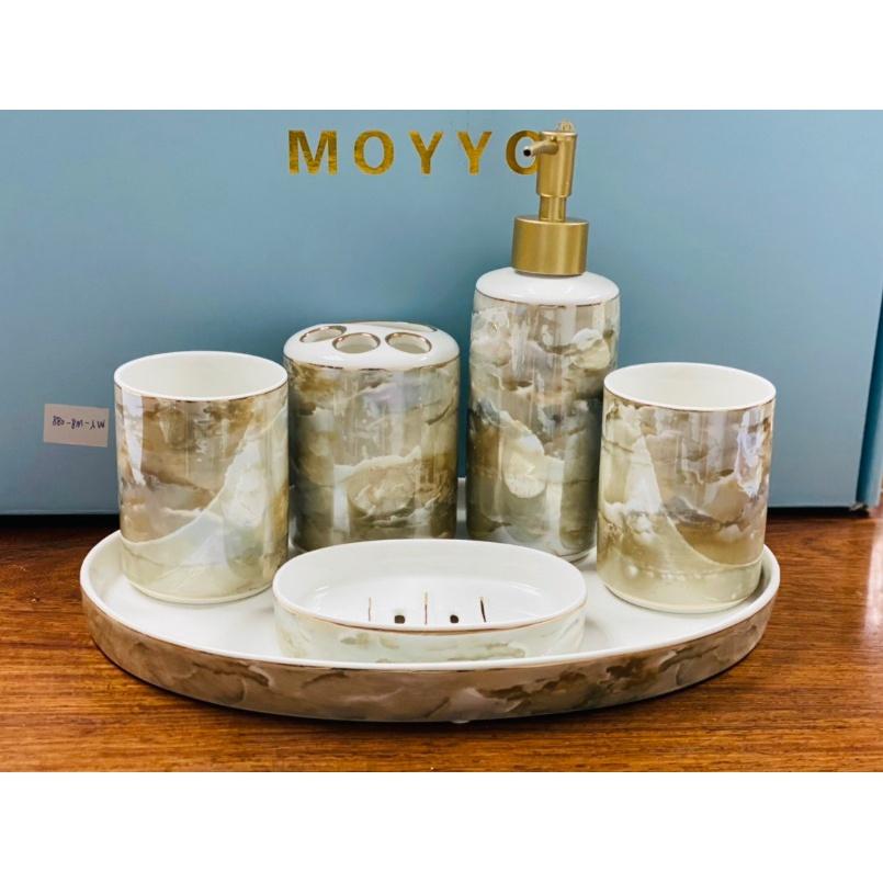 Bộ ấm chén vân đá . set đồ trang trí màu vân đá cao cấp phong cách hiện đạị, ấm chén vân đá quà tặng tân gia cao cấp