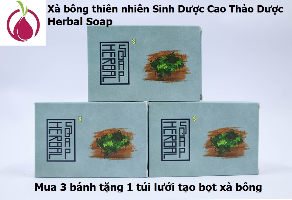 Set 3 bánh Xà Bông tắm gội đầu Sinh Dược Cao thảo dược Cho Da Dị Ứng giảm Mụn , xà phòng handmade 100% từ thảo mộc thiên nhiên 100gr