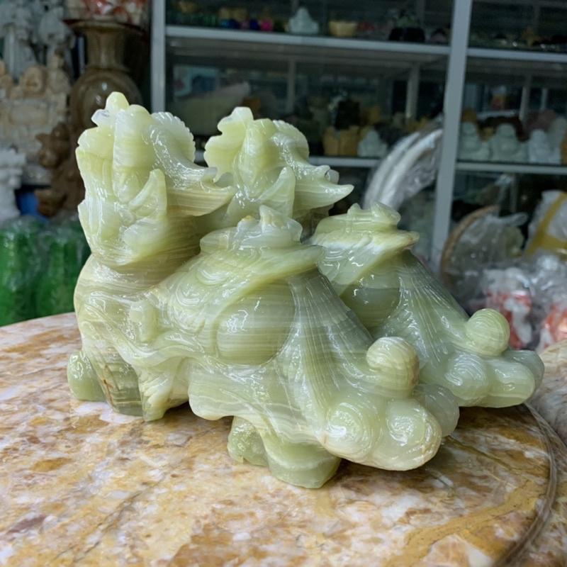 Cặp Tỳ Hưu Chiêu Tài Lộc Đá Ngọc Onix - ngang 20cm