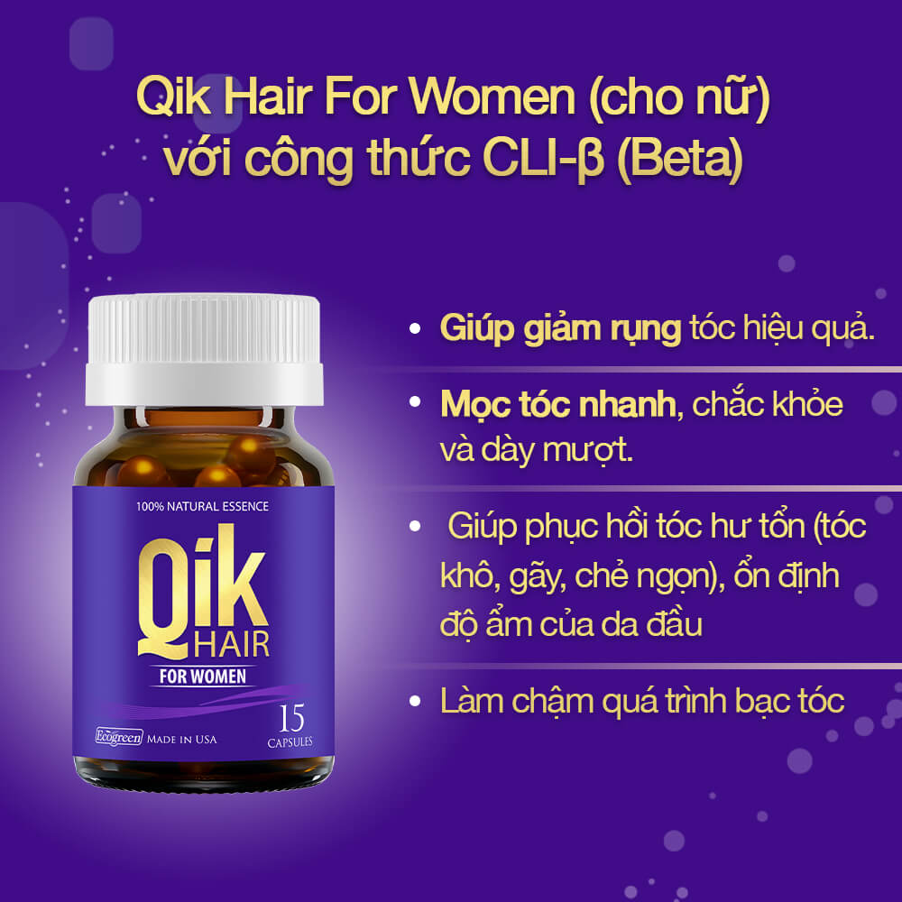 Hình ảnh Viên uống QIK HAIR (cho Nữ) hỗ trợ giảm rụng, mọc tóc chắc khỏe (15 viên)