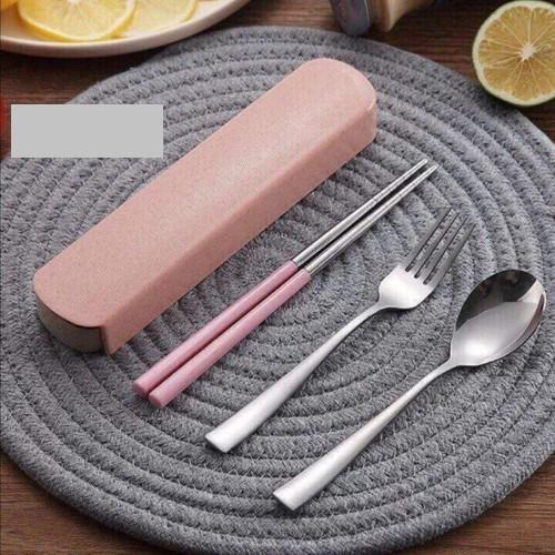 Bộ Thìa Dĩa Đũa Lúa Mạch Có Hộp Tiện Dụng