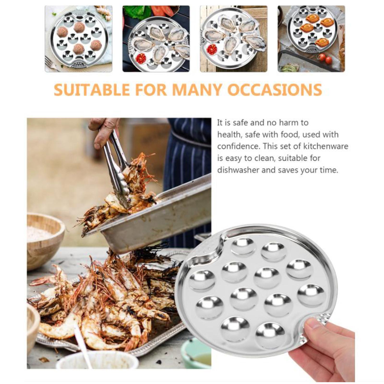 Snail Plate with Escargot Tongs 12 Compartment Holes Tableware for Cooking