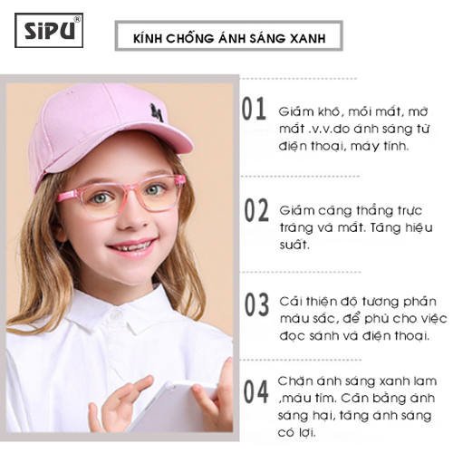 Mắt Kính Trẻ Em SiPU Chính Hãng MK11 Chống UV400 + Chống Ánh Sáng Xanh + Chống gãy - Bé Trai Bé Gái