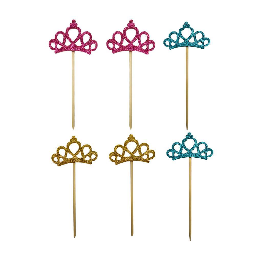 6 Pieces Mini Crown Cake Topper for Bar Baking Decorations Christmas Baby Shower Cake Decorating Supplies