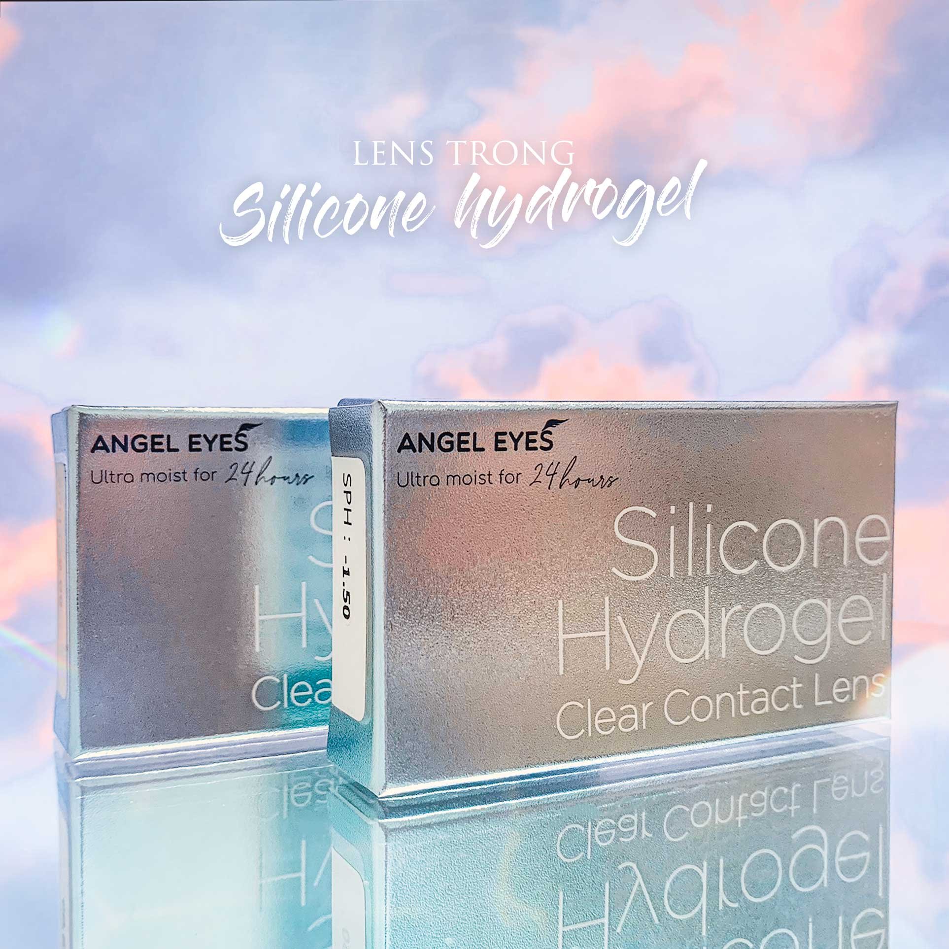 Lens trong suốt có độ cận dòng cao cấp chất liệu Silicone Hydrogel Angel Eyes độ cận 1 - 15