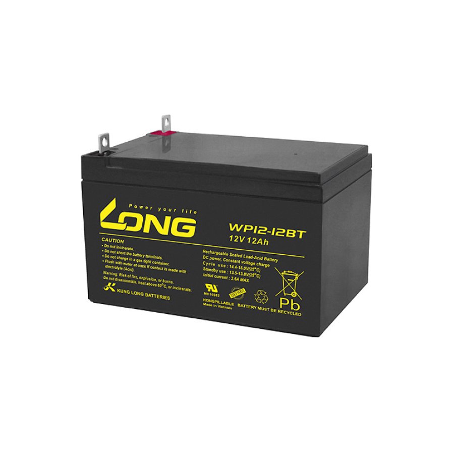 Bình Ắc Quy Khô Long WP12-12A/ WP12-12BT   12V-12Ah dùng cho ups, lưu điện cửa cuốn, lưu điện máy tính, loa kéo