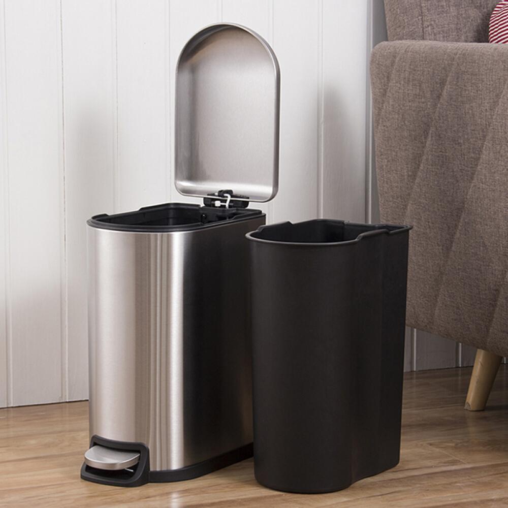 Stainless Steel Step Rubbish Trash Can 10L Living Room Hotel Garbage Bin Silent