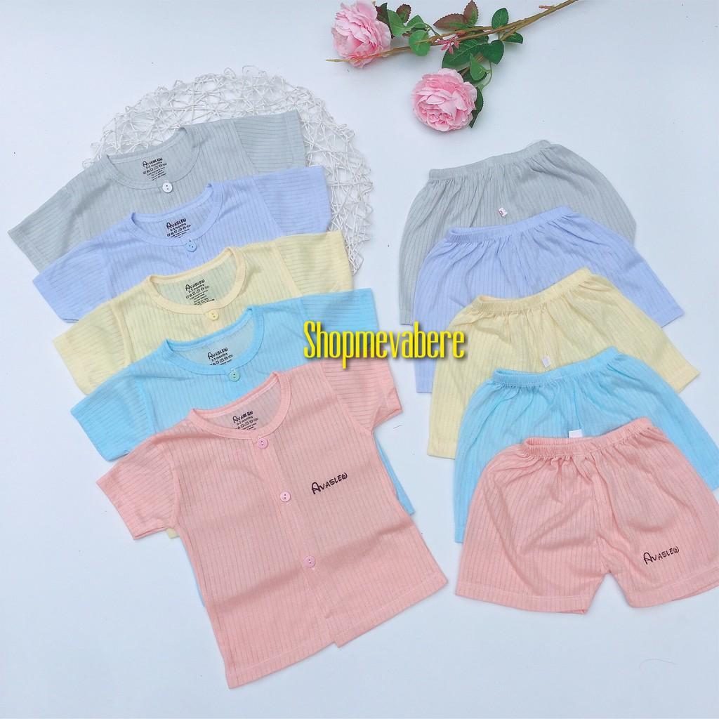 Bộ cộc tay sợi tre cao cấp, cài cúc giữa cho bé trai bé gái sơ sinh 3-13kg - BO56