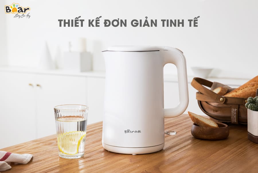 Ấm Siêu Tốc, Bình Đun Nước Siêu Tốc Cách Nhiệt BEAR ZDH-B15T1, Dung Tích 1.5 Lít Công Suất 1500 W - Hàng Chính Hãng