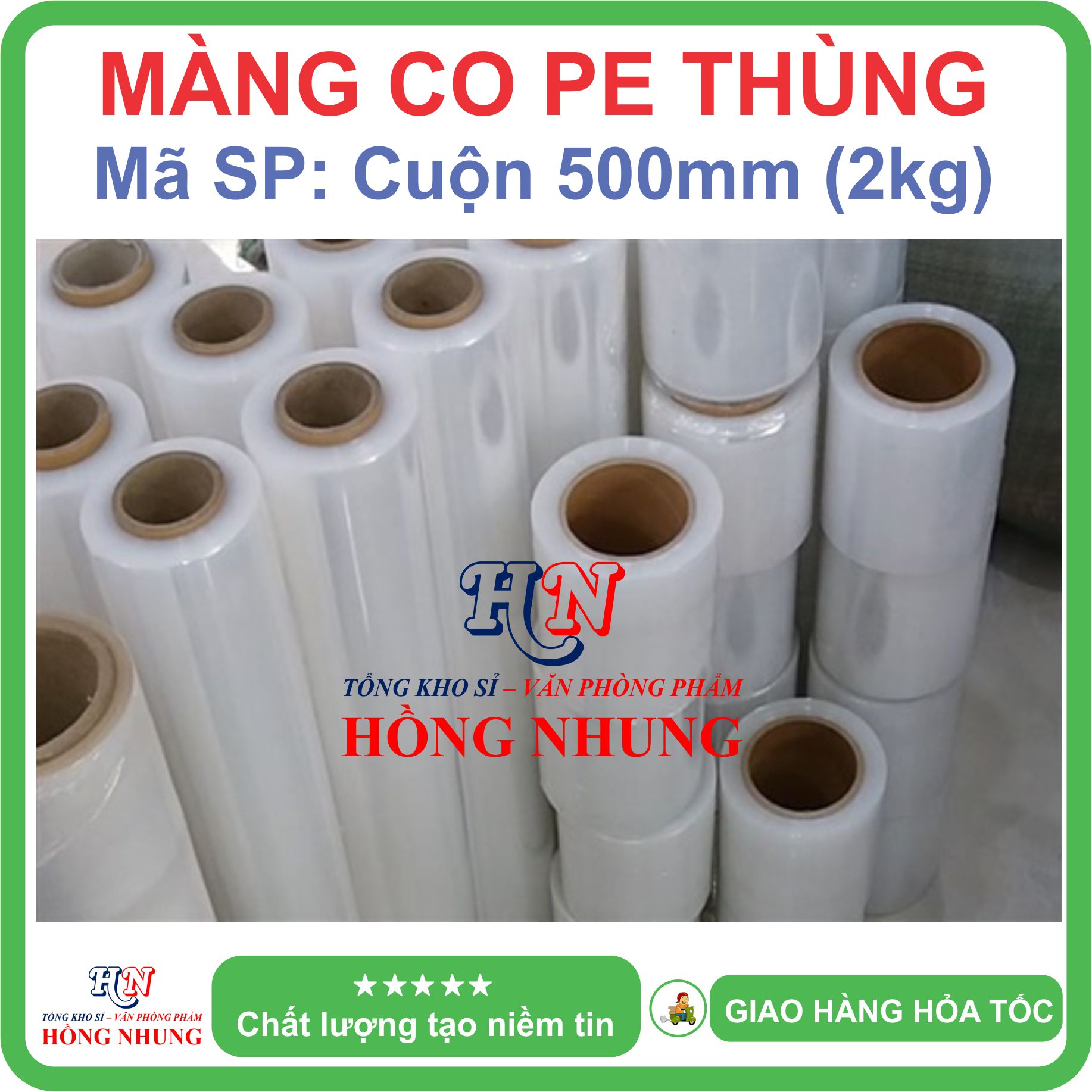 [SALE] Màng PE, màng co, màng chít 2kg khổ rộng 50cm - Chất liệu nilon dai, bóng đẹp, chắc chắn, cho bạn an tâm đóng hàng