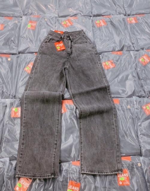 QUẦN JEANS ỐNG RỘNG CẠP CAO DÁNG DÀI CHẤM GÓT- ảnh thật shop chụp