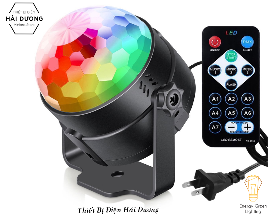 Đèn LED Sân Khấu Pha Lê Mini RGB SK-108 - Dải Led Chuyển Động Đa Màu Sắc - Cảm Ứng Nháy Theo Điệu Nhạc - Có Điều Khiển