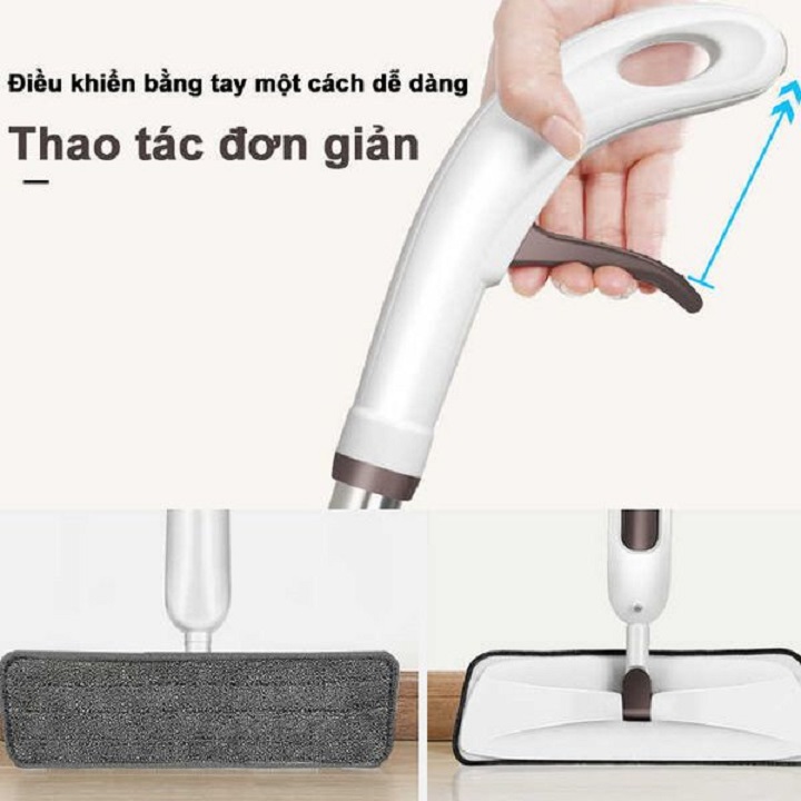 Cây lau nhà phun sương thông minh 2 trong 1, đầu xoay 360 độ tiện lợi