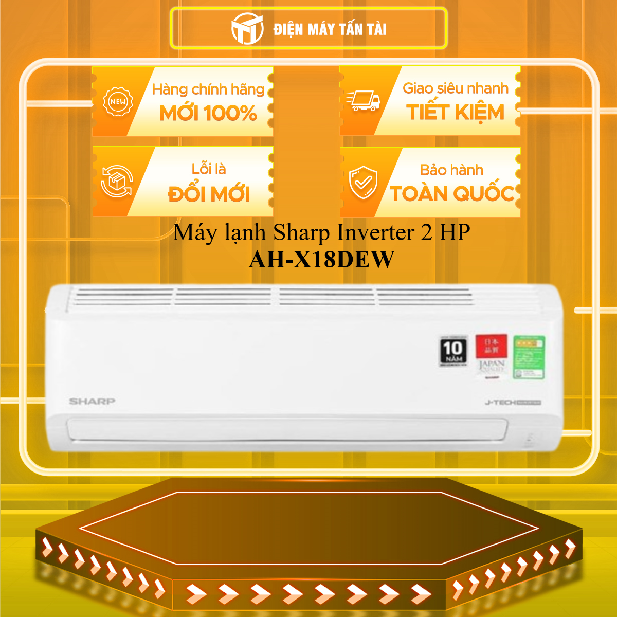 Máy lạnh Sharp Inverter 2 HP AH-X18DEW - HÀNG CHÍNH HÃNG - CHỈ GIAO HCM