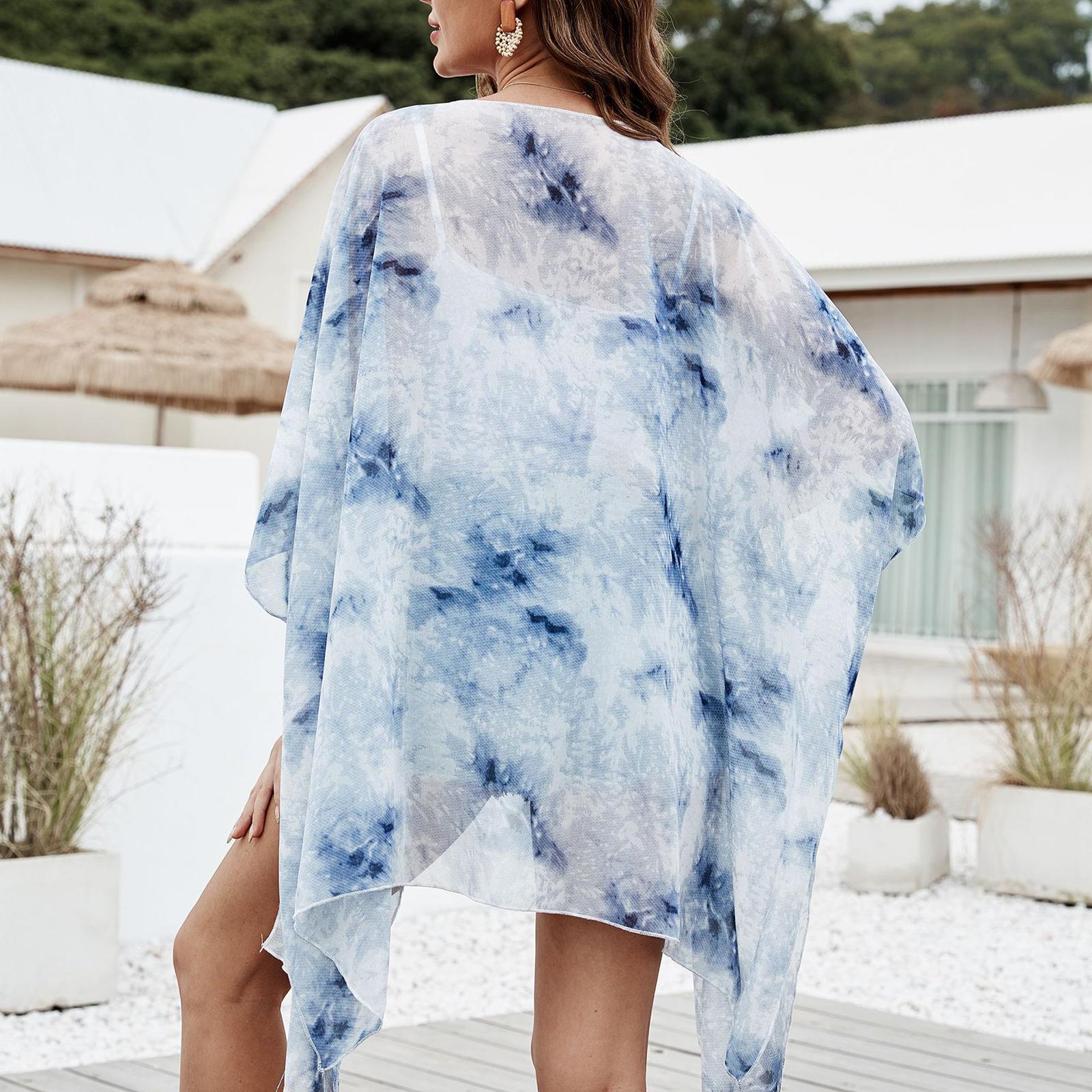 Womens Bohemian Chiffon Bikini Swimsuit Cover Up Swimwear Printed Cardigan
